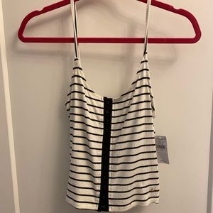 White with black striped AE crop top NWT